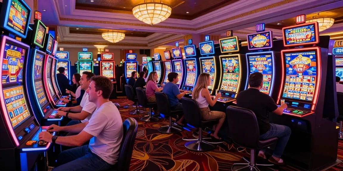 Pengunjung bermain mesin slot di KANGTOTO untuk meraih jackpot besar malam ini